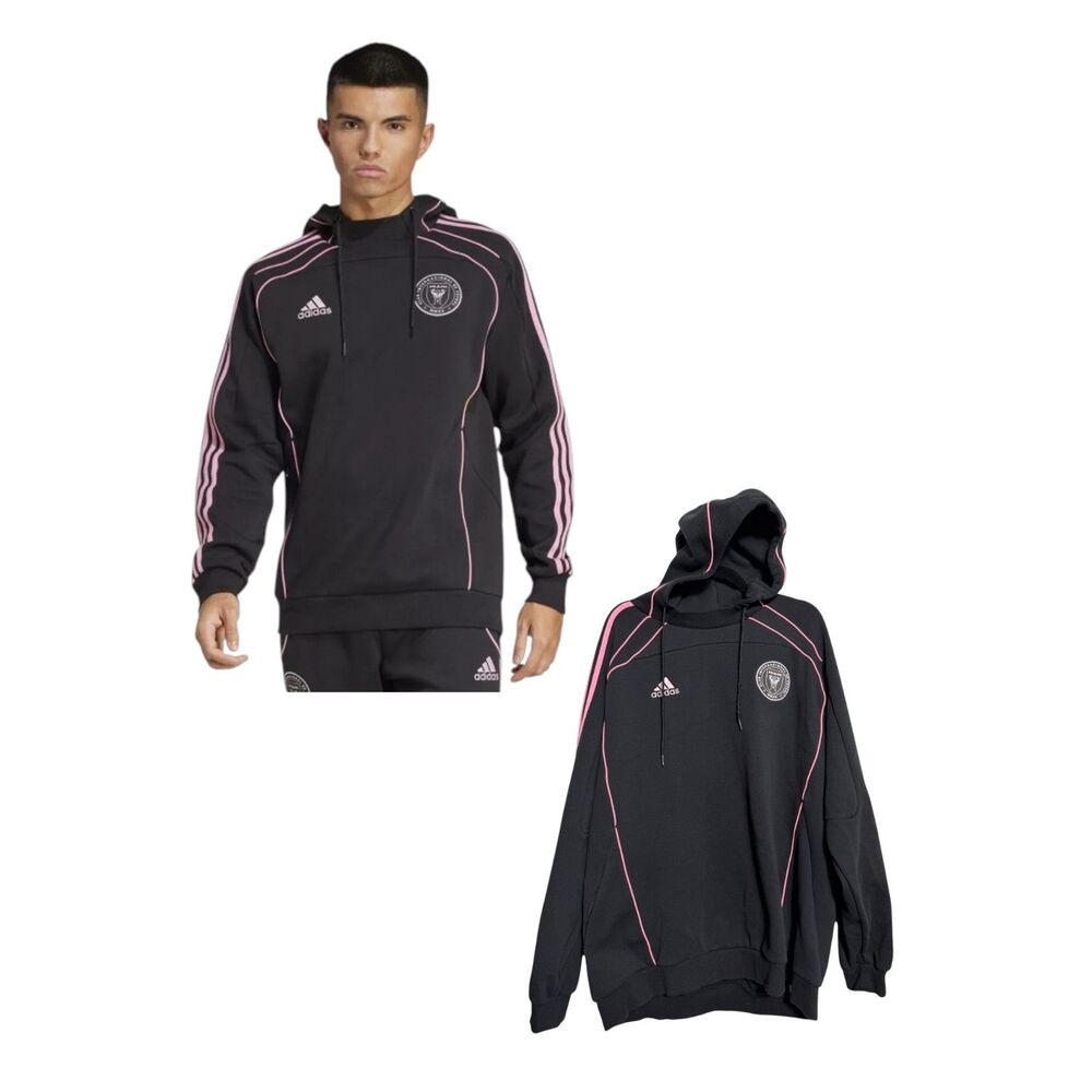 Adidas Miami Club Internacional De Futbol Black Pink Hoodie Sweatshirt Size 2XL
